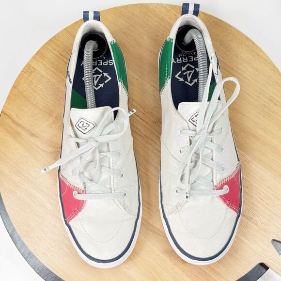 Sperry Crest Vine Bionic Sailcloth Sneaker Shoes White Pink Green 10 - Picture 4 of 11
